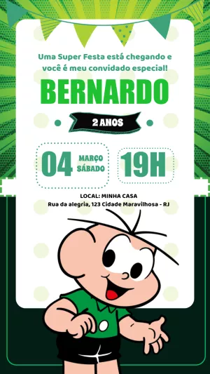 Convite de Aniversário Cebolinha para Editar e Imprimir