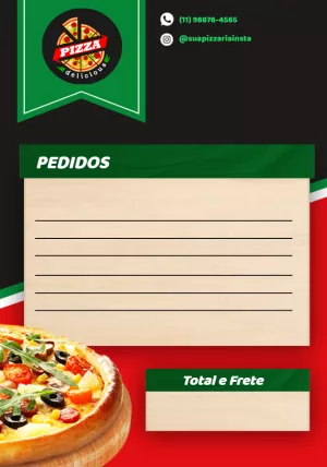 Comanda para Pizzaria com Logo Editável Online