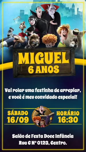 Convite de Aniversário Hotel Transilvânia para Editar Online