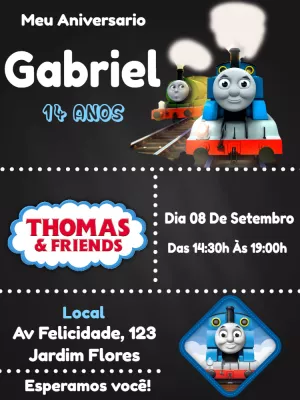 Convite de Aniversário Thomas e seus amigos para Editar Online