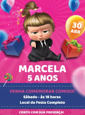 Convite de Aniversário Poderosa Chefinha para Editar Online