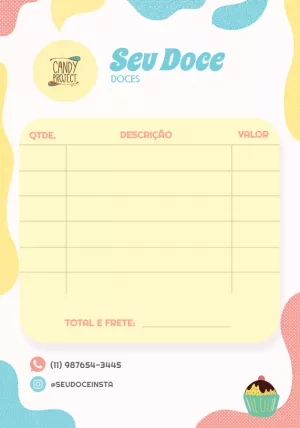 Comanda para Doceria com Design Moderno para Editar Online