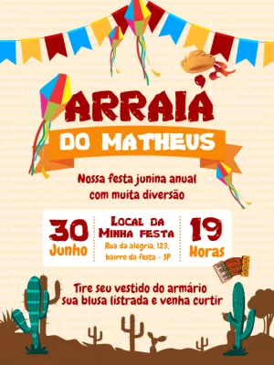 Invitación de Festa Junina – Estático – Myanne Figueiredo