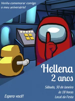 Convite de Aniversário Among Us com Personagens para Editar Online
