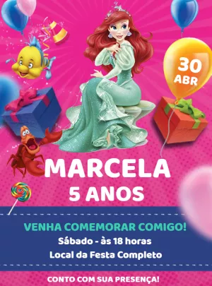 Invitación de cumpleaños La Sirenita – Estático – Renata Designer