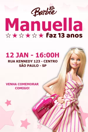 Invitación de cumpleaños Barbie – Estático – PH DESIGNER 87