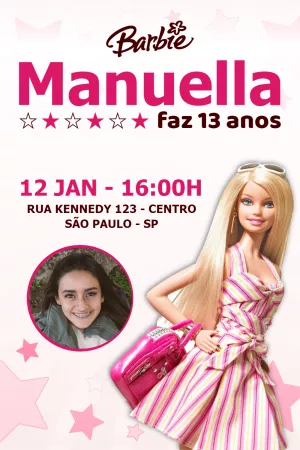 Invitación de cumpleaños Barbie – Estático – PH DESIGNER 87