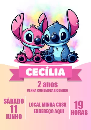 Invitación de cumpleaños Stitch – Estático – Convite Perfeito