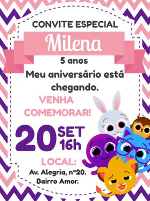 Convite de Aniversário Bolofofos para Editar Online