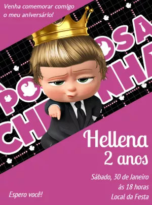 Convite de Aniversário Poderosa Chefinha para Editar Online