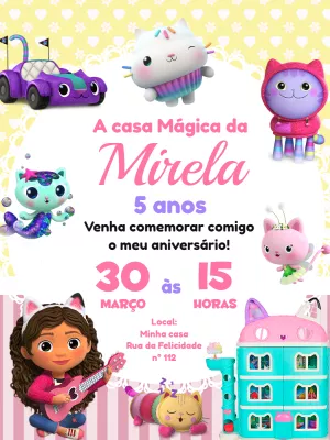 Invitación de cumpleaños La casa de muñecas de Gabby – Estático – Pedro Henrique