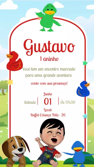 Convite Aniversário Bento e Totó para Editar Online