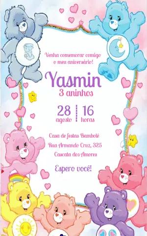 Convite de Aniversário Ursinhos Carinhosos para Editar Online