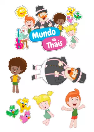 Topo de Bolo Mundo Bita com Personagens para Editar Online