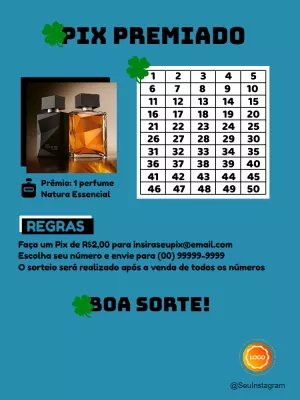 Arte para Rifa Pix Premiado com Números para Editar Online