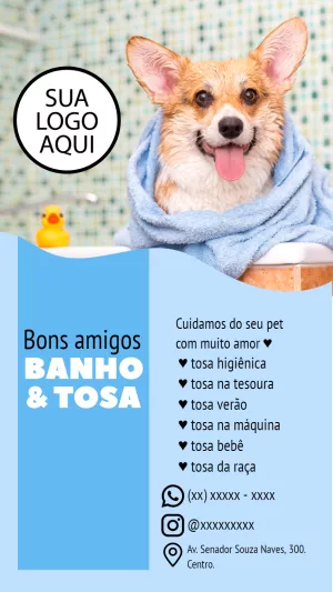 Flyer de Banho e Tosa com Cão Fofo para Editar Online