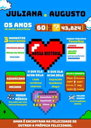Quadro Infográfico Casal Gamer para Editar Online