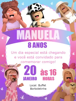 Invito di compleanno Roblox – Statico – Gley Leobas
