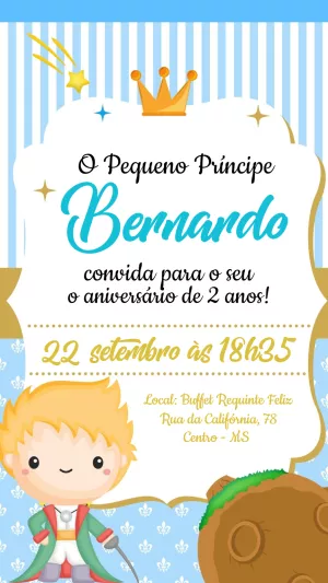 Convite Aniversário Pequeno Príncipe para Editar Online