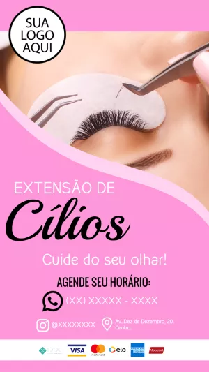 Arte Editável de Extensão de Cílios para Divulgar Online