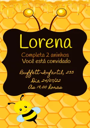 Convite Aniversário Abelhinha Fofa para Editar Online