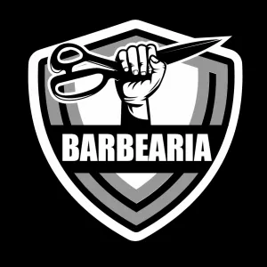 Logo Barbearia Emblema Moderno para Editar Online