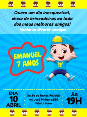 Convite de Aniversário Luccas Neto para Editar e Imprimir