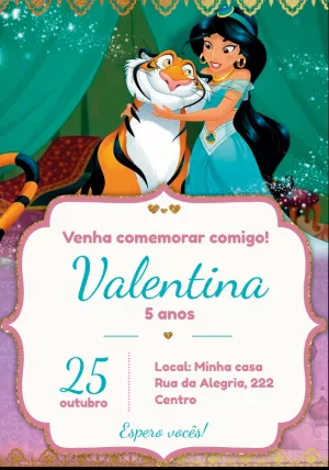 Convite de Aniversário da Jasmine para Editar Online