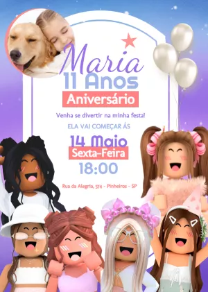 Invitación de cumpleaños Roblox – Estático – Myanne Figueiredo