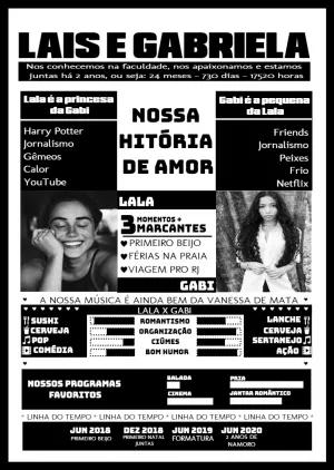 Quadro Infográfico Casal Jornal para Editar Online