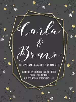 Convite de Casamento Romântico Geométrico para Editar Online