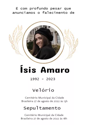 Comunicado de Falecimento com Foto Editável para Imprimir