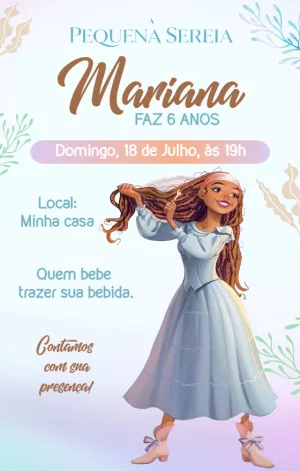Invito di compleanno La Sirenetta – Statico – Convites Personalizados