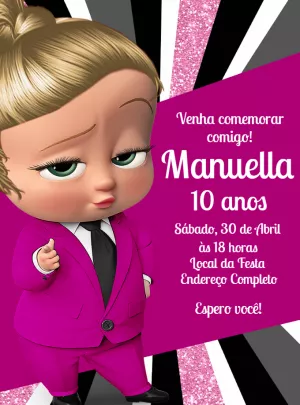 Convite Aniversário Poderosa Chefinha para Editar Online