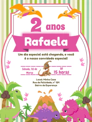 Invitación de cumpleaños Dinosaurio – Estático – Pedro Henrique