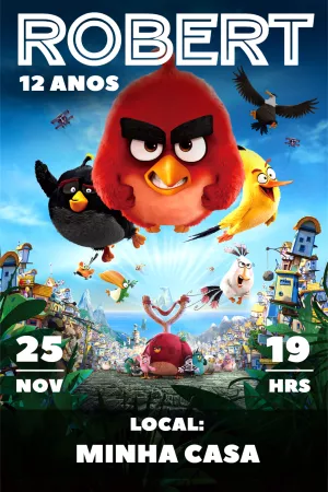 Convite de Aniversário Angry Birds para Editar e Imprimir