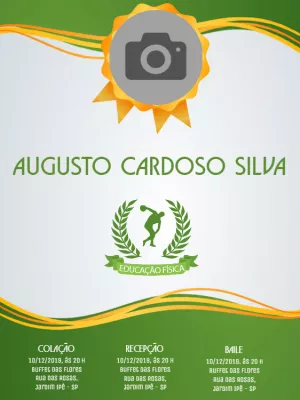 Convite Formatura Educação Física com Foto para Editar Online