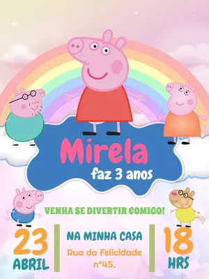 Convite de Aniversário Peppa Pig para Editar Online