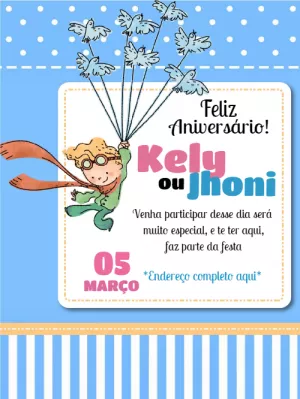 Convite Aniversário Pequeno Príncipe para Editar Online