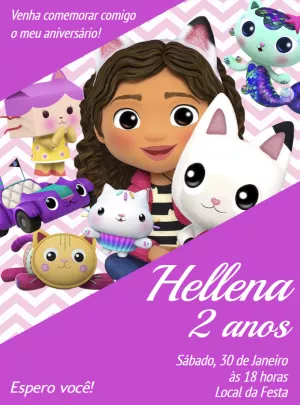 Invitación de cumpleaños La casa de muñecas de Gabby – Estático – Renata Designer