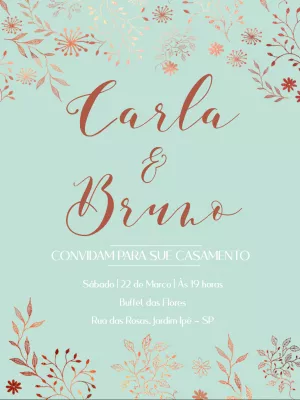Convite de Casamento Floral Elegante para Editar Online