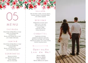 Menu de Casamento Floral com Foto para Editar Online