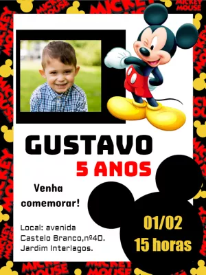 Mickey Mouse Birthday Invitation – Static – Bella Liz Convites