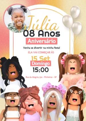 Invitación de cumpleaños Roblox – Estático – Myanne Figueiredo