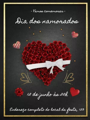 Convite Dia dos Namorados com Rosas para Editar Online