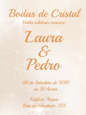 Convite Bodas de Cristal Elegante para Editar Online
