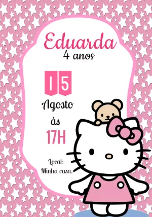 Convite de Aniversário Hello Kitty para Editar Online