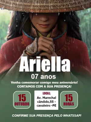 Convite Aniversário Raya e o Último Dragão para Editar Online