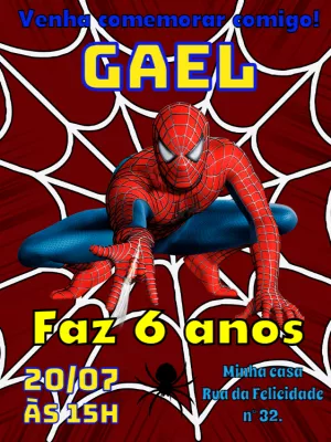 Convite Aniversário Homem Aranha para Editar Online