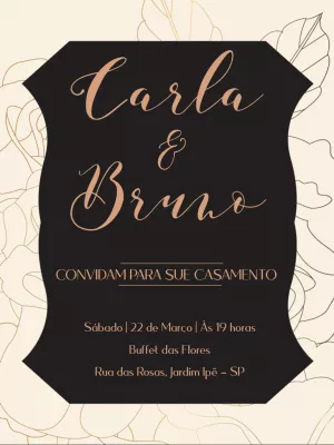 Convite de Casamento Elegante Floral para Editar Online